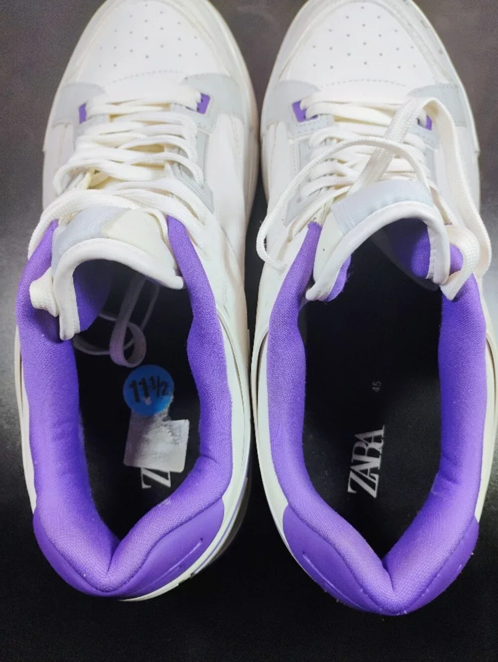 ​ZARA Men’s White & Purple Retro Court Sneakers EU 45 / USA 11.5 Needs Cleaning